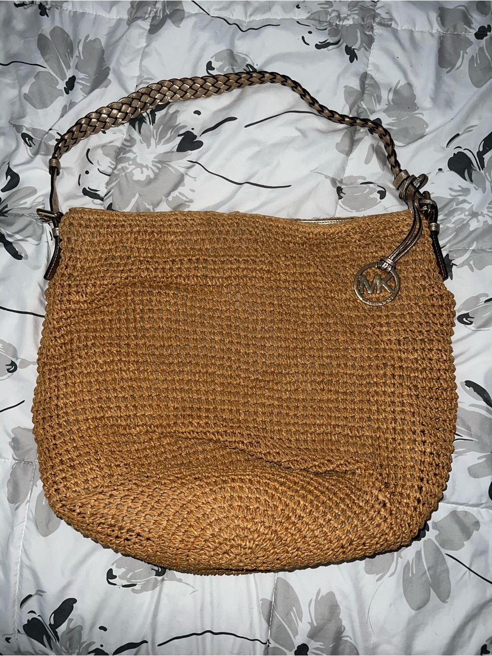 Michael Kors Woven Tan Shoulder Bag with Braided Strap